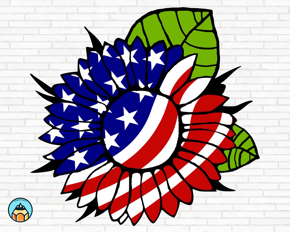 Patriotic Sunflower SVG | HotSVG.com