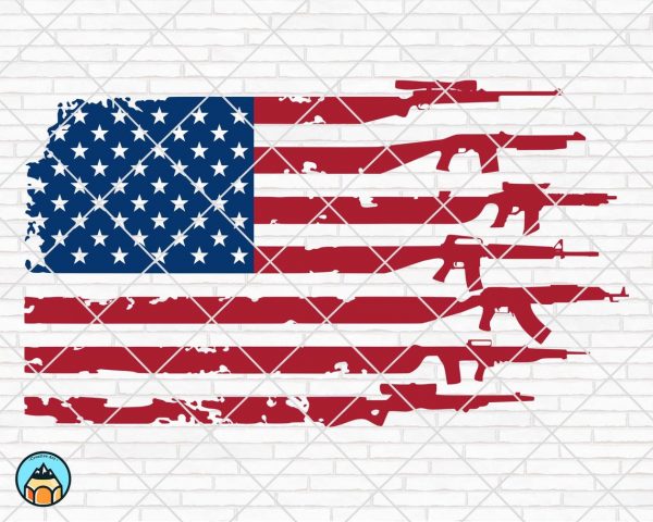 American Flag with Guns SVG