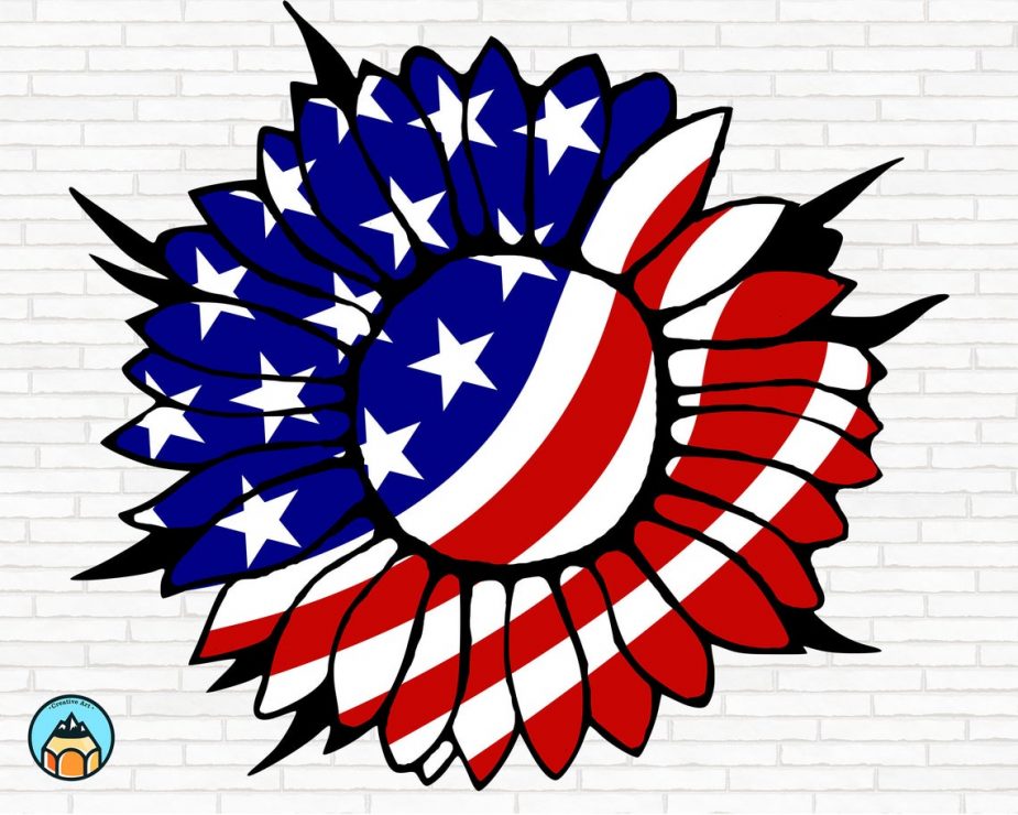 Patriotic Sunflower SVG | HotSVG.com