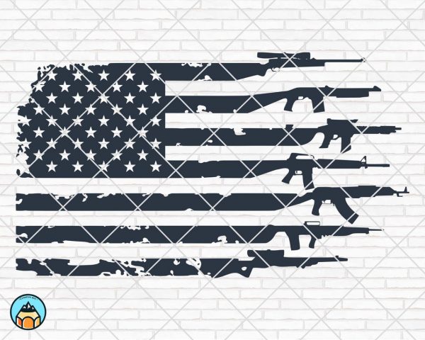 American Flag with Guns SVG
