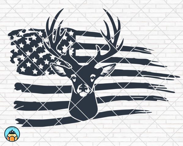 Deer Distressed Flag SVG