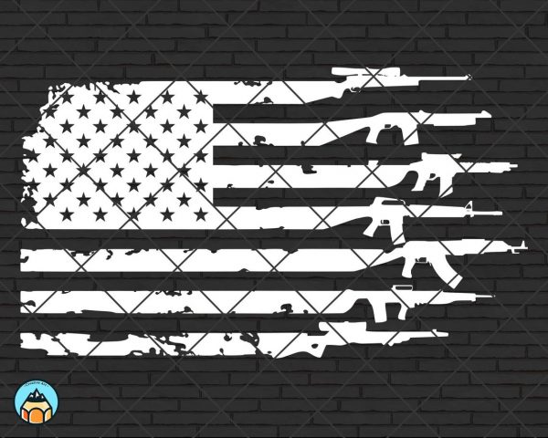 American Flag with Guns SVG – HotSVG.com