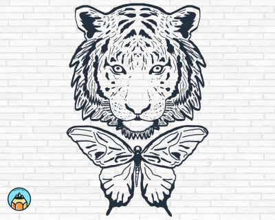 Tiger with Butterfly SVG