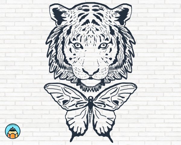Tiger with Butterfly SVG