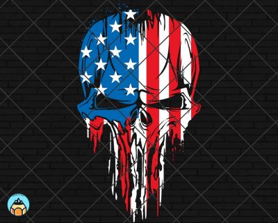 USA Punisher Skull SVG