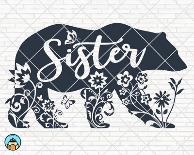 Floral Sister Bear SVG