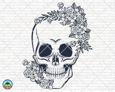Flower Skull SVG