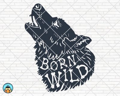 Howling Wolf SVG, Born Wild SVG