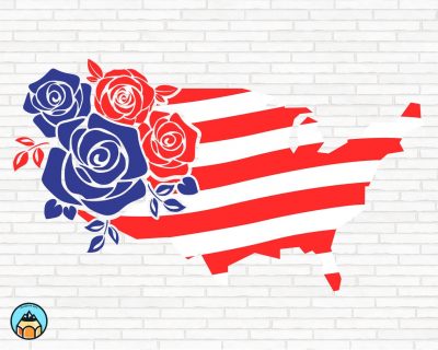 Floral American Flag SVG
