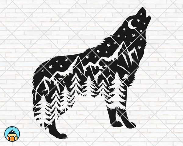 Howling Mountain Wolf SVG