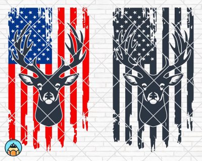 Deer USA Flag SVG