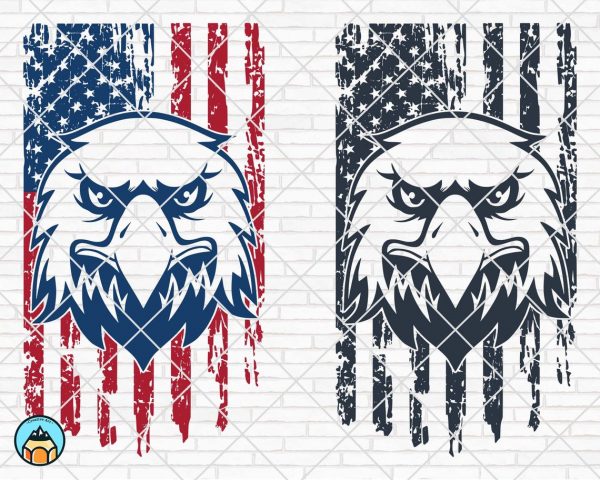 Distressed American Eagle Flag SVG