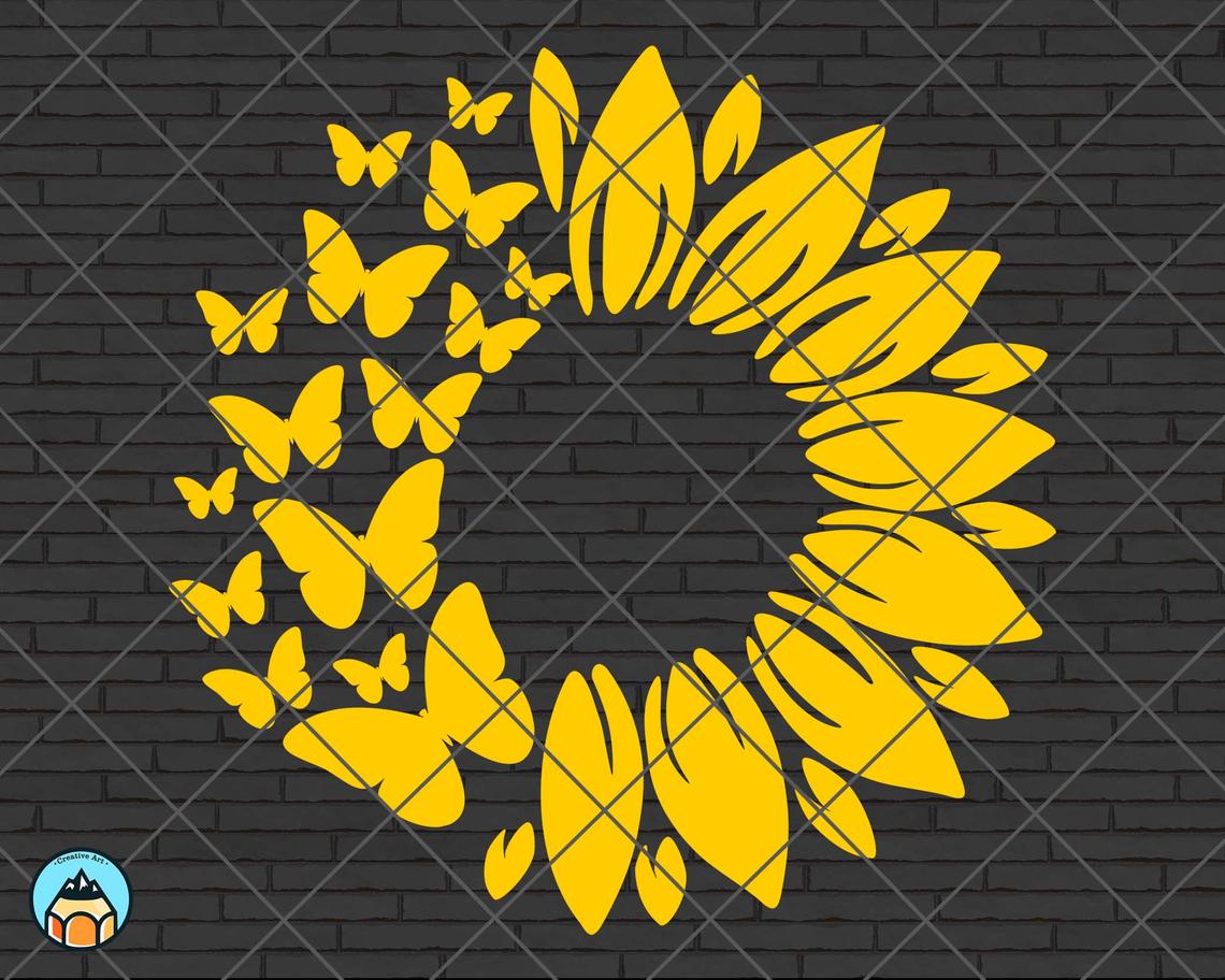 Download Sunflower Butterfly SVG - HotSVG.com