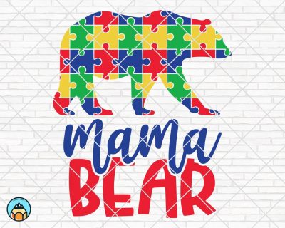 Autism Mama Bear Puzzle SVG