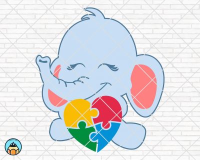 Baby Elephant with Autism SVG