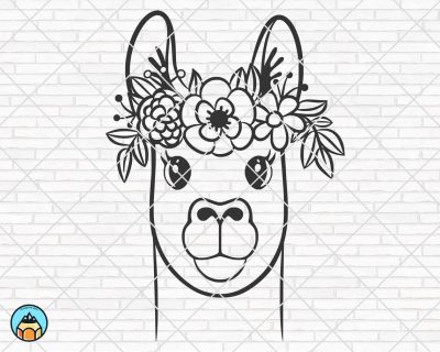 Llama with Flower SVG