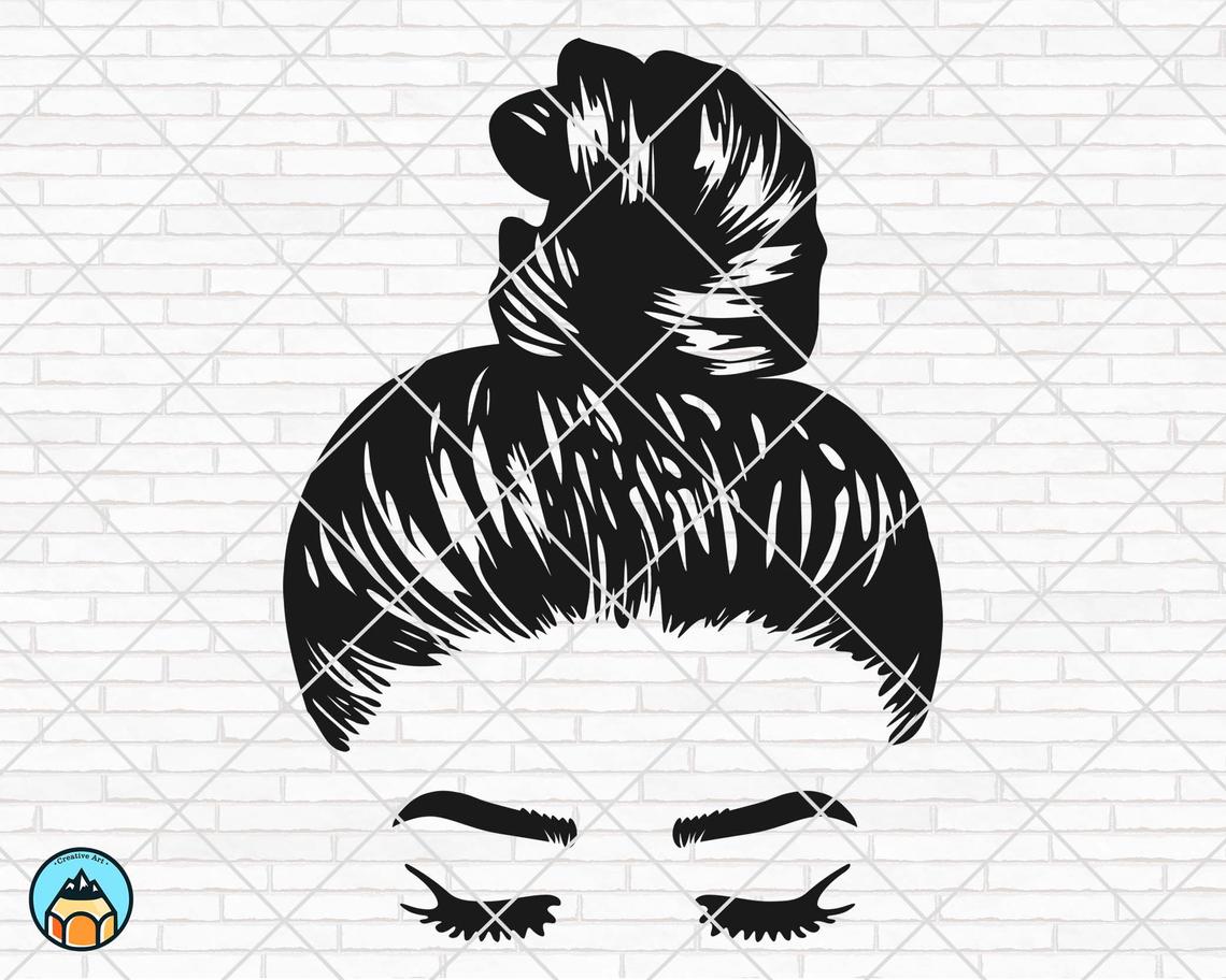 Download Girl With Messy Bun SVG - HotSVG.com