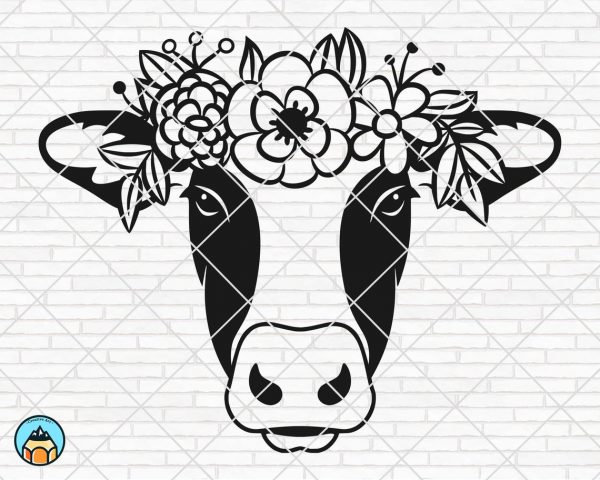 Cow With Flowers SVG - HotSVG.com