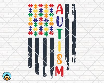 Autism USA Flag Puzzle SVG