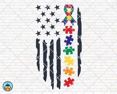 Autism USA Flag Puzzle SVG