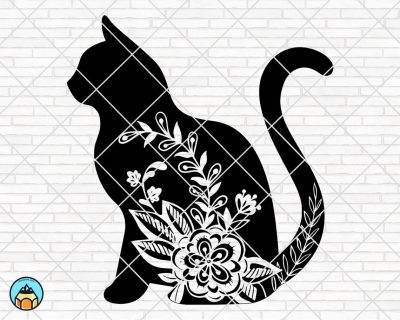 Floral Cat SVG