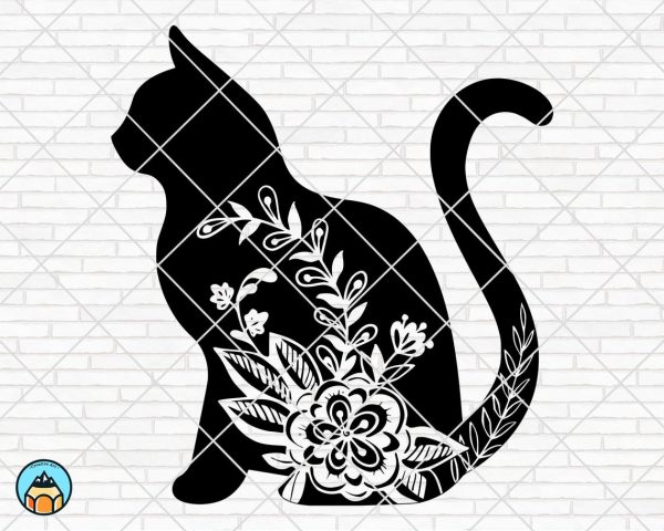 Floral Cat SVG | HotSVG.com