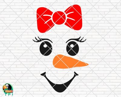 Snowman Face With A Bow SVG