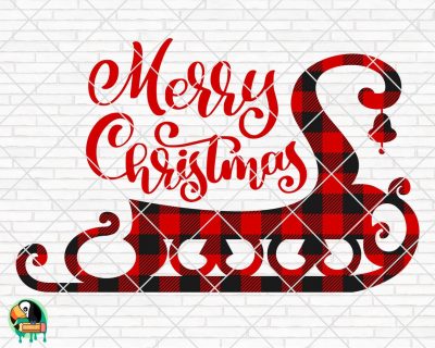 Santa’s Sleigh Buffalo Plaid SVG