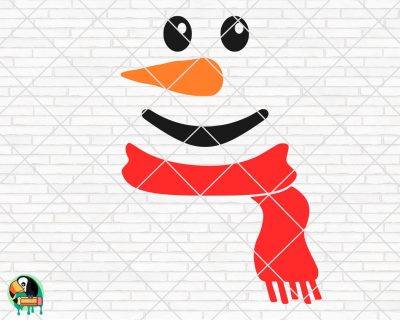Snowman Face In A Scarf SVG
