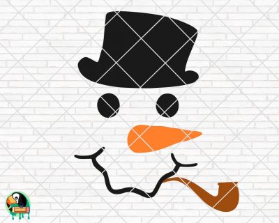 Snowman Face With A Pipe SVG