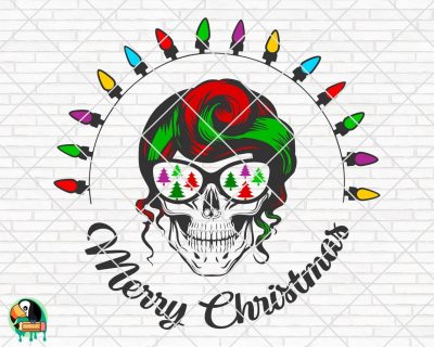 Merry Christmas Skull SVG